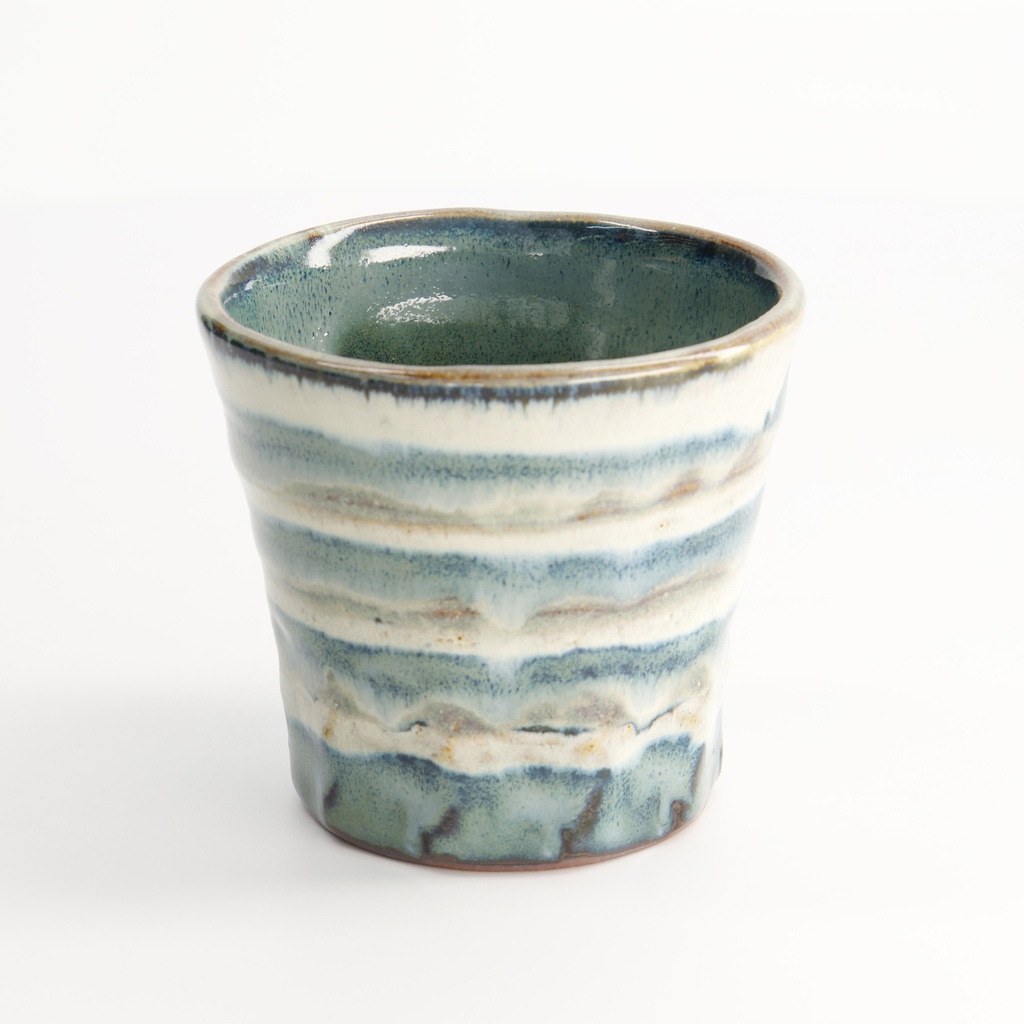 Craft Cup Green/Beige Stripe 9x9cm 300ml TA-33 6/72