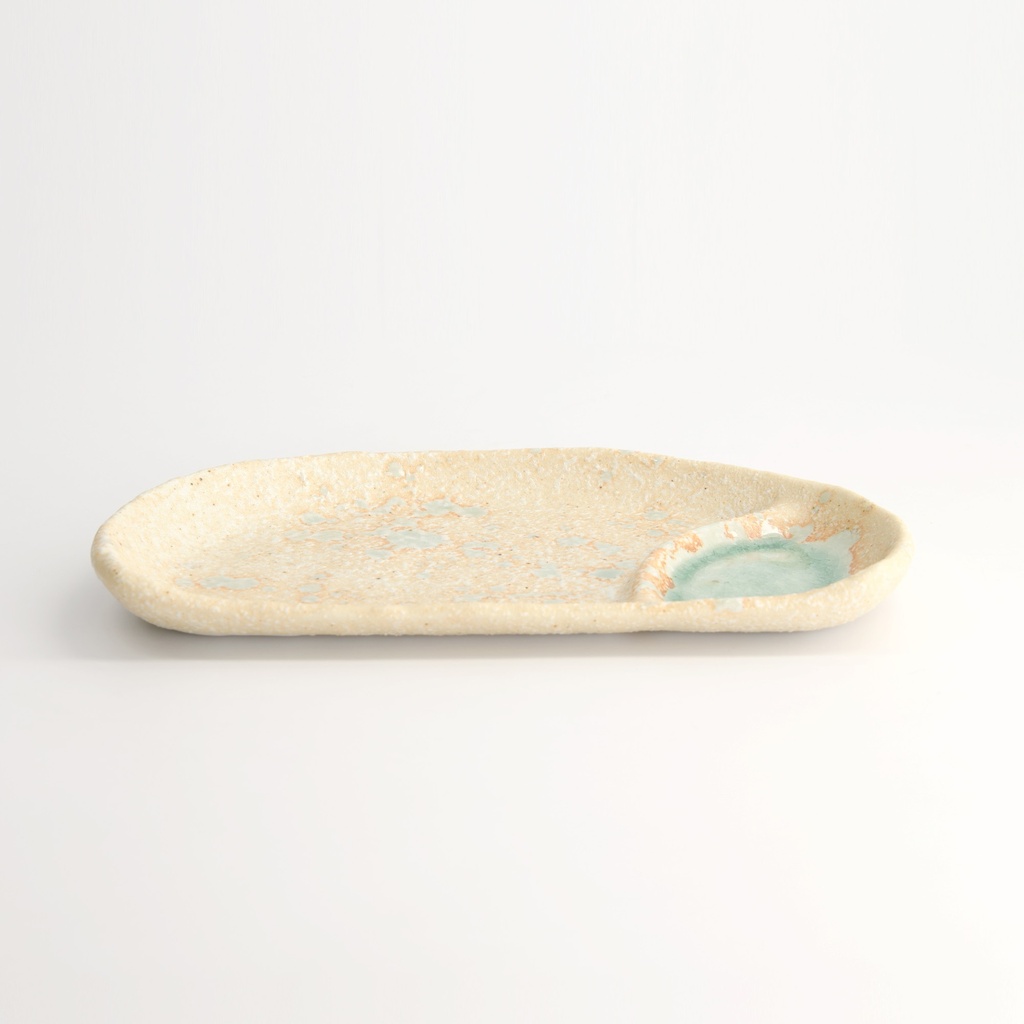 Mino Craft Plate 22.5x13x2.3cm Beige/Blue 6/48