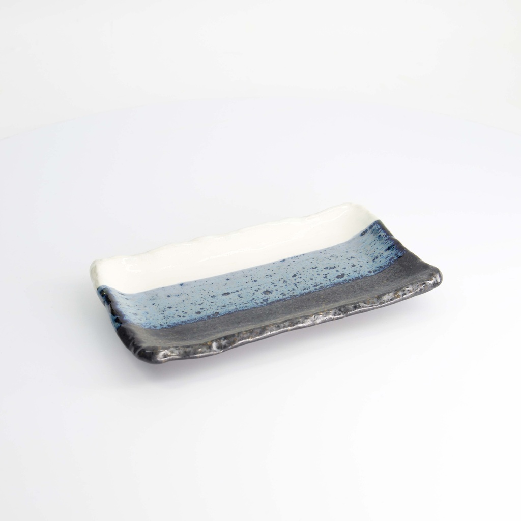 Mino Craft Rectangular Plate 22.2x13.3x2.5cm Bk/Bl/Wh 6/48