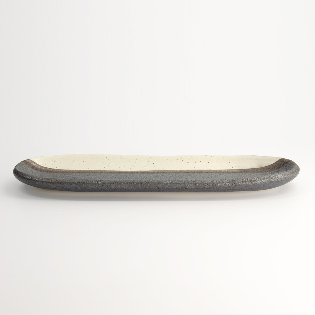 Mino Craft Oval Plate 34.5x10.8x2.5cm Bk/Br 6/36