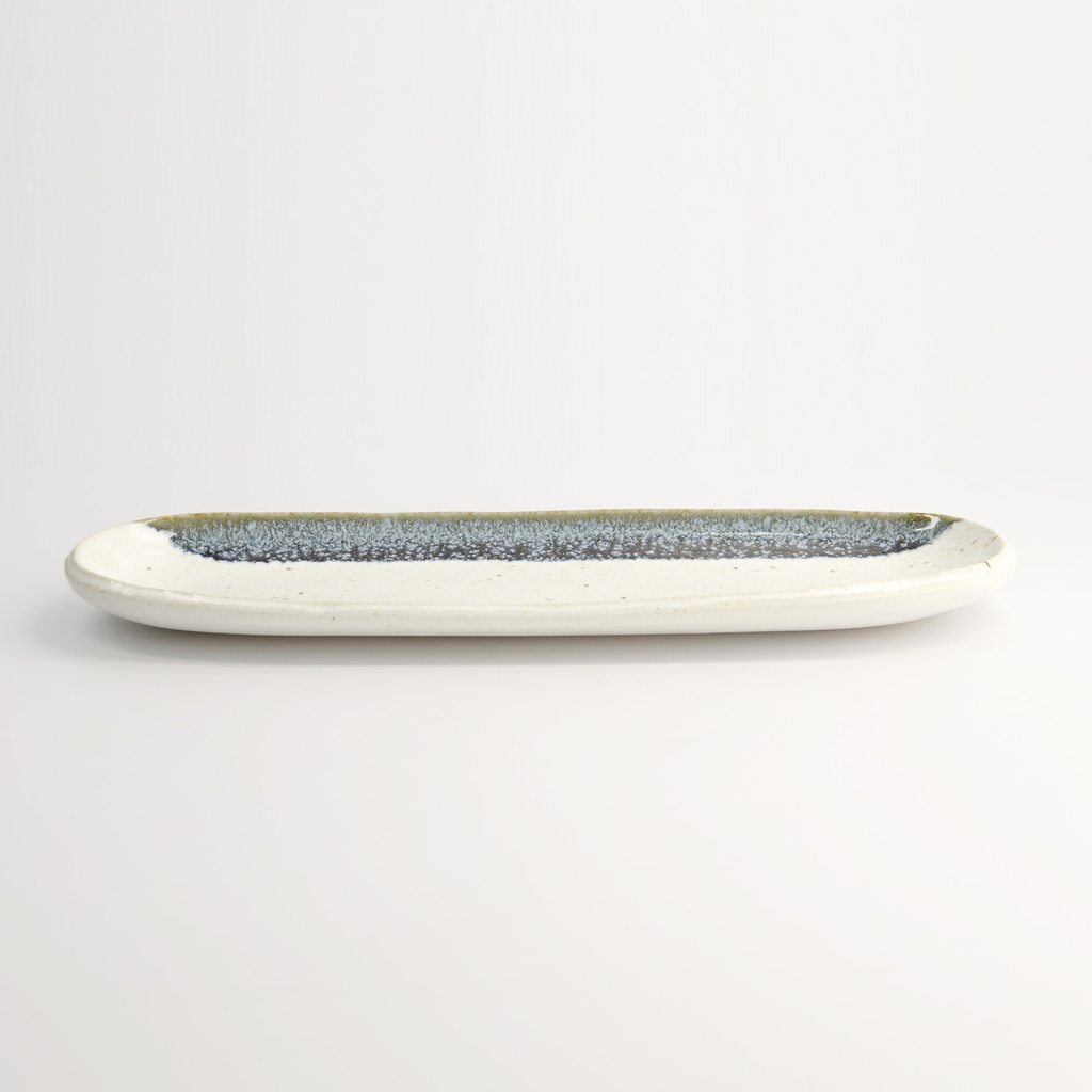 Mino Craft Oval Plate 34.5x10.8x2.5cm Wh/Bl 6/36