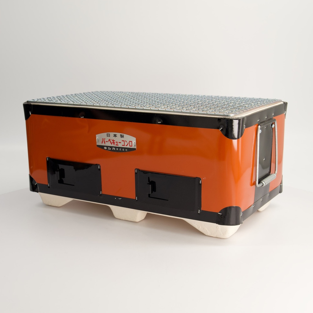 Konro Grill Diatomite Red 37.5x21.5x17.5cmh B-4 Made in Japan 1/4