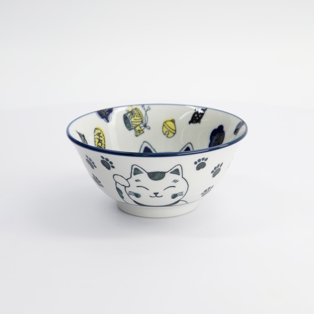 Kawaii Lucky Cat Neko Bowl Blue 15x7cm 500ml 33008 6/48