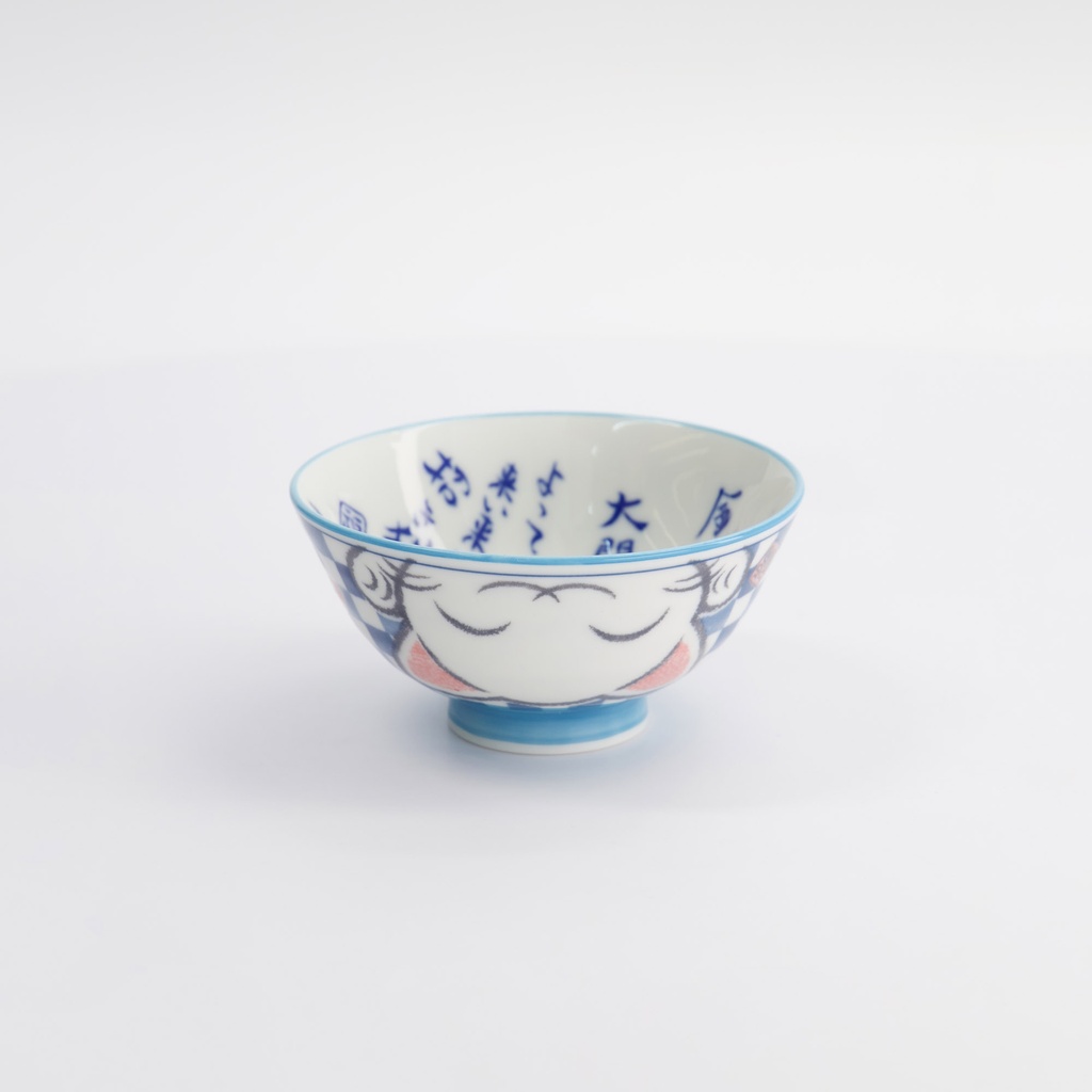 Kawaii Rice Bowls 11.3x5.8cm 300ml Bowl Lucky Cat Blue 33212 5/80