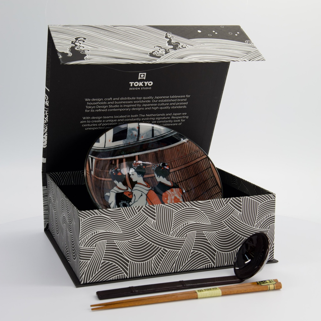 Asakusa 3pcs Ramen Giftset 20.5x8cm 1250ml Geisha 4B 33390 1/6