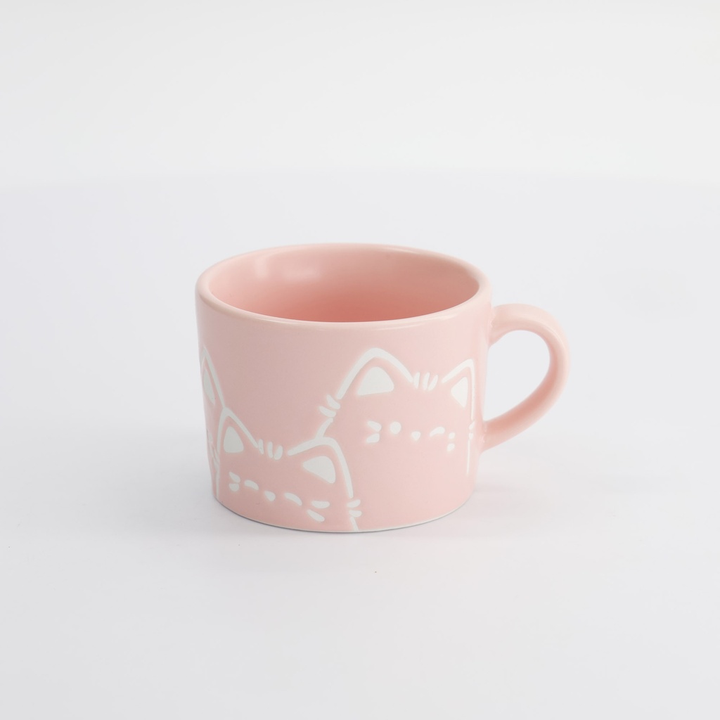Kawaii Cat Mug Pink 8x6cm 6/48 