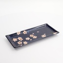 Sakura Rectangular Plate 28.5x12.5cm Navy 33490 6/48