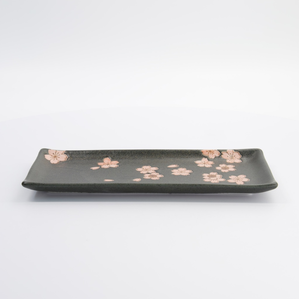 Sakura Rectangular Plate 28.5x12.5cm Black 33491 6/48