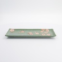 Sakura Rectangular Plate 28.5x12.5cm Green 33493 6/48
