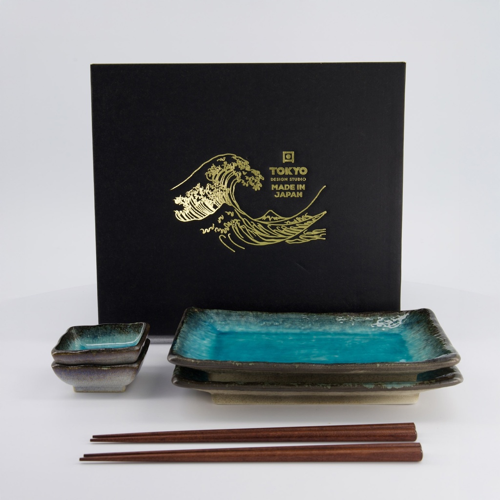 Sushi Giftset Yamasaku Sky Blue 6pcs 21.5x14cm & 7.3x2.8cm 33601 1/12