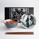 Asakusa Tayo Bowl Giftset 2pcs w/chopsticks 14.8x7cm 550ml A 33604 1/20