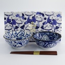 Kawaii Cat Tayo Bowl Giftset 2pcs w/chopsticks 14.9x6.7cm 500ml B 33693 1/16