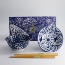 Tokyo Blue Tayo Bowl Giftset 2pcs w/chopsticks 15x7cm 500ml B 33745 1/16