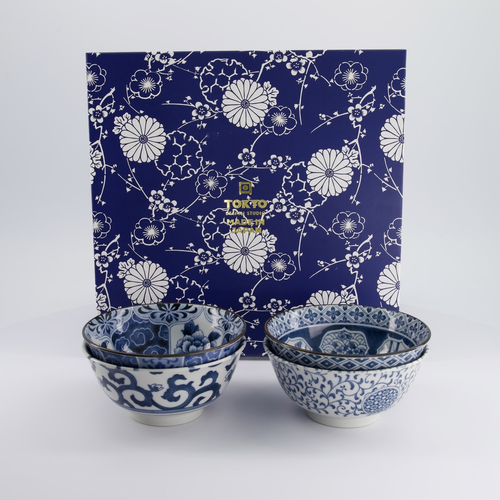 Mixed Bowls Tayo Bowl Giftset 4pcs 15x7cm 500ml Blue/White A 33746 1/10