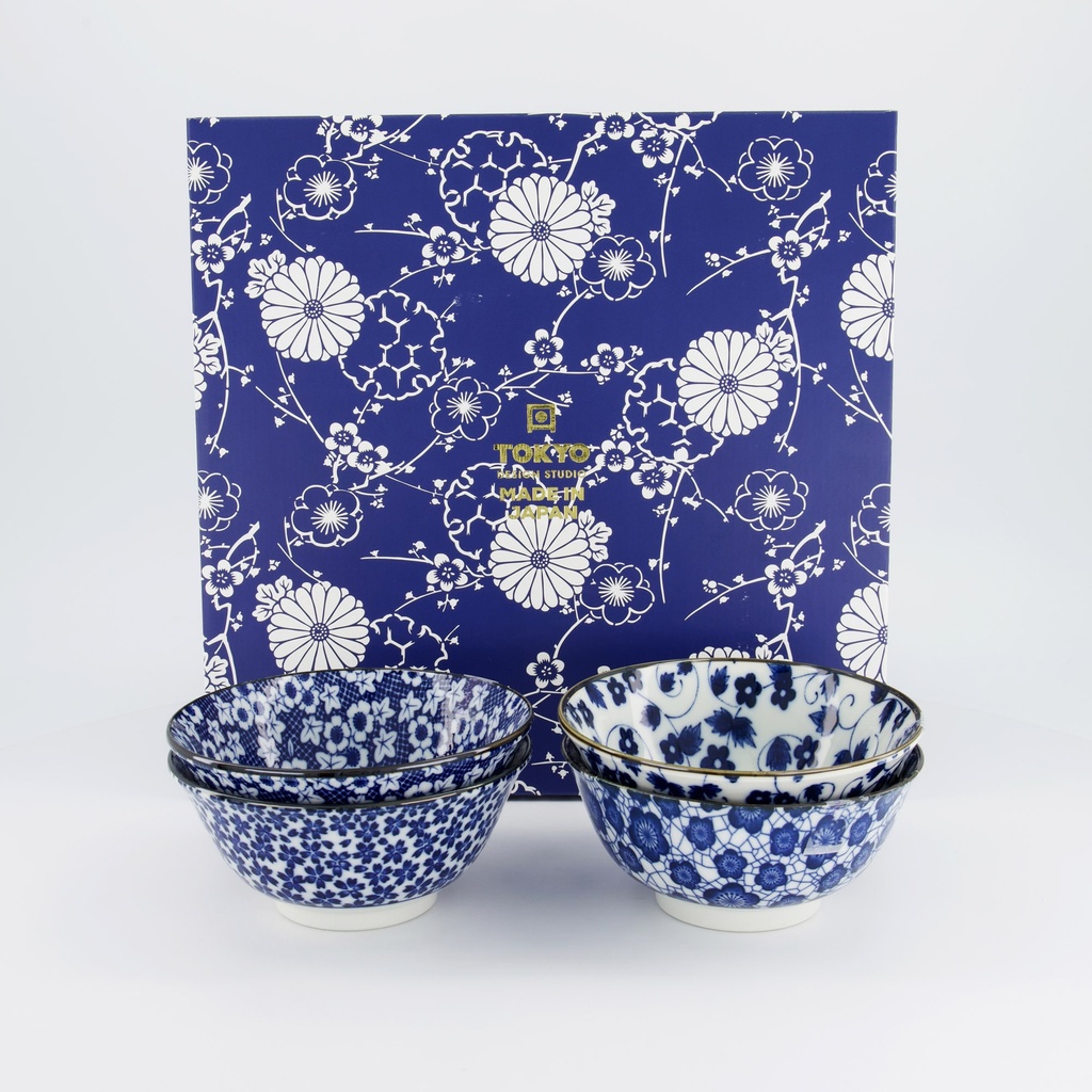 Mixed Bowls Tayo Bowl Giftset 4pcs 15x7cm 500ml Blue/White B 33747 1/10