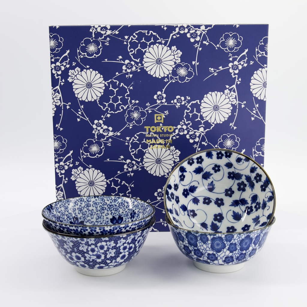 Mixed Bowls Tayo Bowl Giftset 4pcs 15x7cm 500ml Blue/White B 33747 1/10