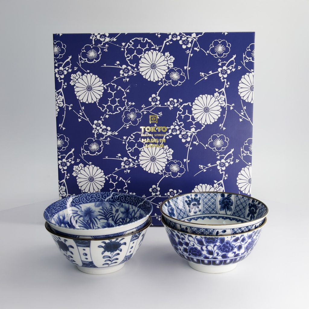 Mixed Bowls Tayo Bowl Giftset 4pcs 15x7cm 500ml Blue/White C 33748 1/10