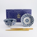 Mixed Tayo Bowls Giftset 2pcs w/chopsticks 15x7cm 500ml Blue/White A 33750 1/16