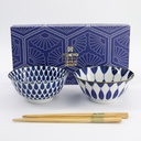 Mixed Tayo Bowls 2pcs Giftset w/chopsticks 15x7cm 500ml Blue/White C 33752 1/16