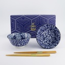 Mixed Tayo Bowls 2pcs Giftset w/chopsticks 15x7cm 500ml Blue/White E 33754 1/16
