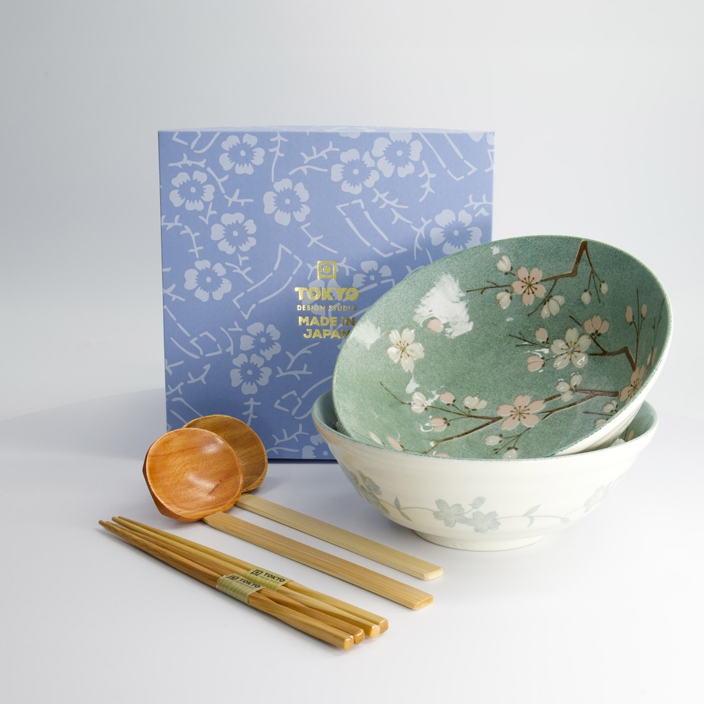 Fujisakura 6pcs Ramen Giftset 21x7.8cm 1000ml Green 33785 1/12