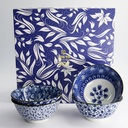 Hana Blue Tayo Bowl Giftset 4pcs 15x7cm 500ml Blue/White 33811 1/16