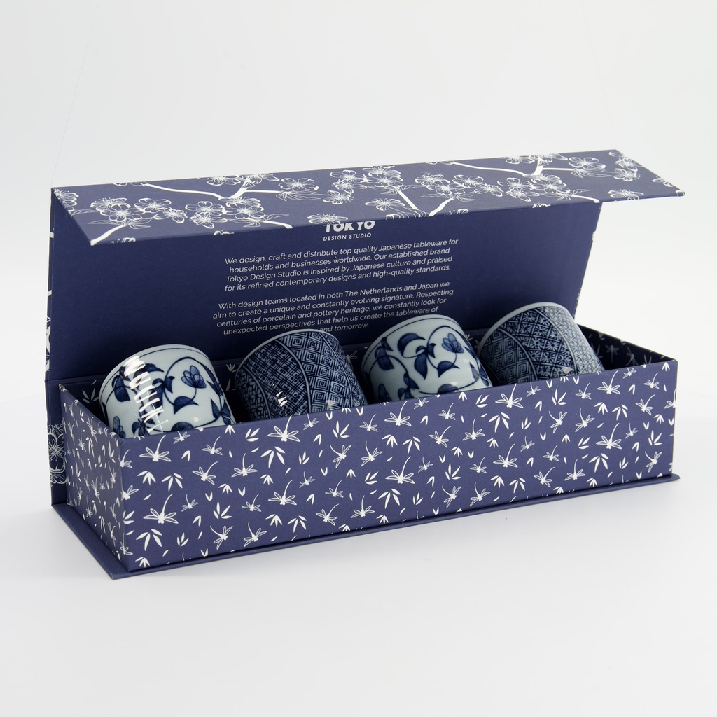 Cup Giftset 4pcs 6.5x7.5cm 160ml Blue/White 14A 33845 1/6  