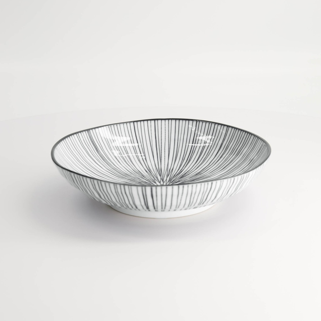 Nippon Black Pasta Plate 21x5.2cm Lines YW-5810/G 3/36