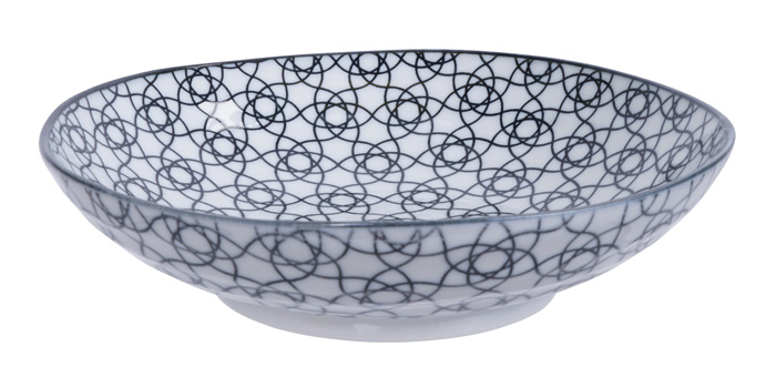 Nippon Black Pasta Plate 21x5.2cm Stripe YW-5810/D 3/36