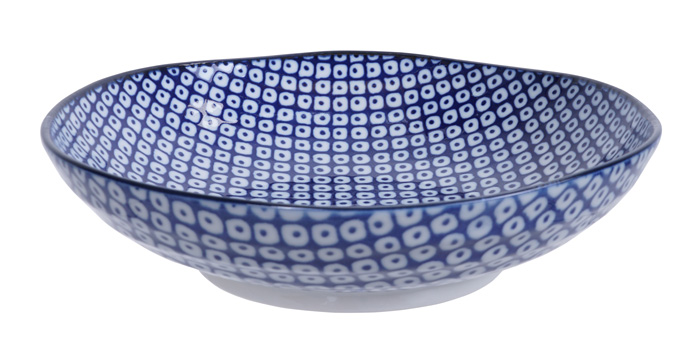 Nippon Blue Pasta Plate 21x5.2cm Raindrop YW-07/E  3/36