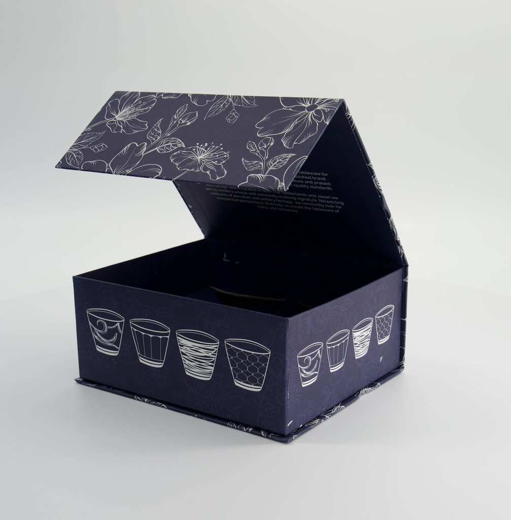 Paper Giftbox 47A 18.9x9.4x17cm Set 4pcs Blue Straight Cups 8.3x6.5cm 180ml  