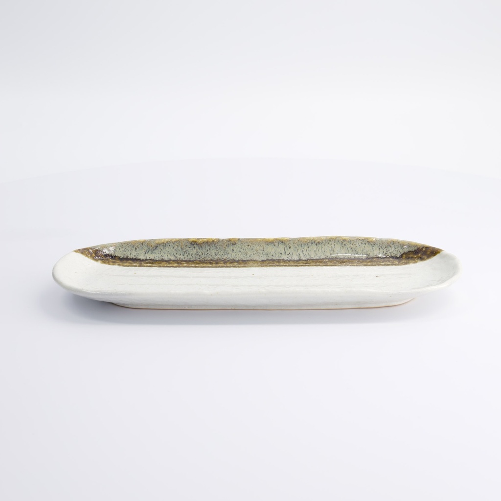 Mino Craft Rectangular Plate 28x11.3cm White/Brown 5/40
