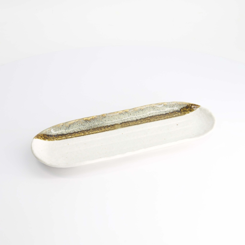 Mino Craft Rectangular Plate 28x11.3cm White/Brown 5/40