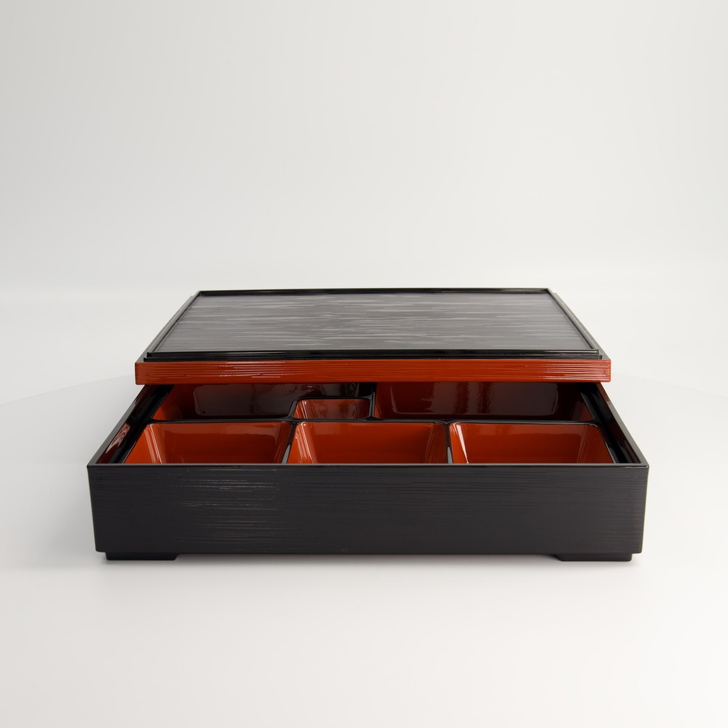 Lacquerware Bento Box 30x24cm Bk/Rd WZ12/L 1/20