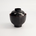 Lacquerware Bowl w/lid 9.5x10cm  Bl/Rd N75/B 6/240