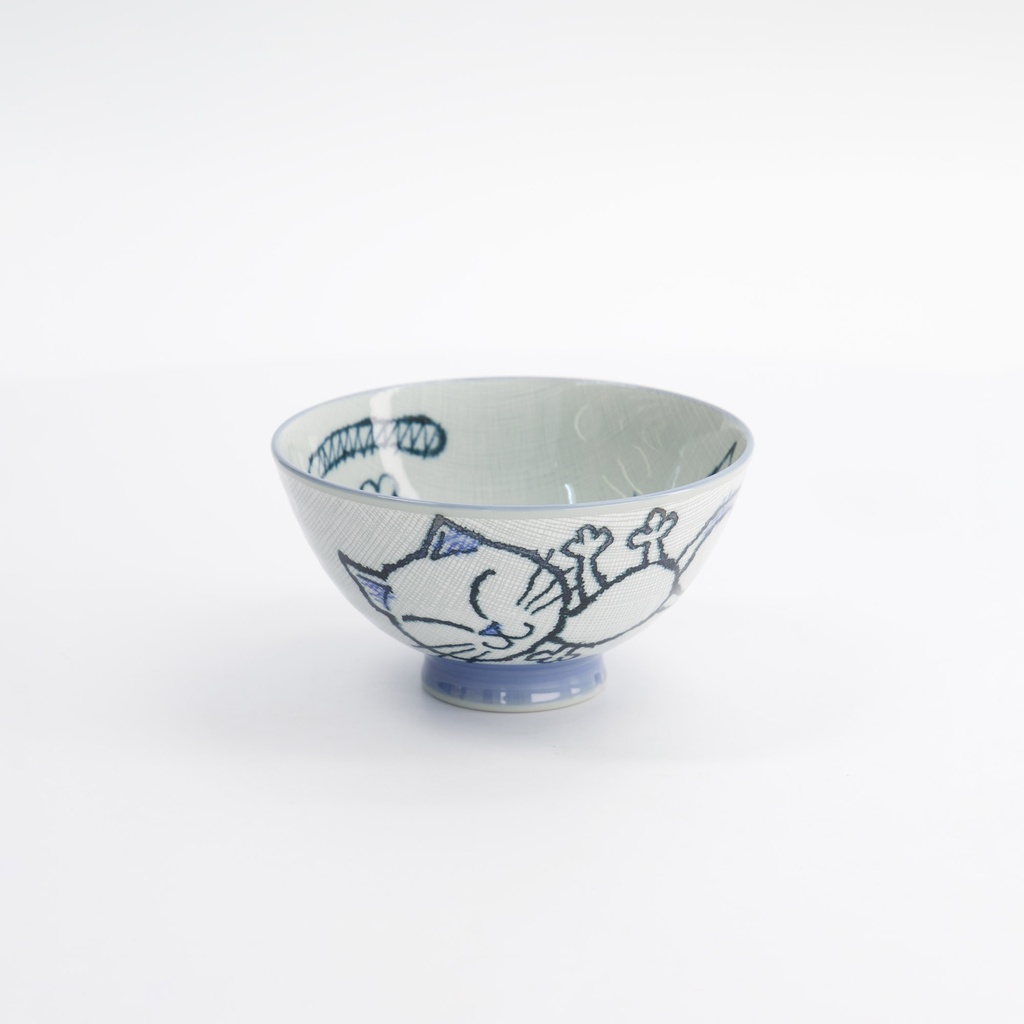 Kawaii Rice Bowl 11.5x6.2cm 300ml Blue Neko Cat MN-7432/A 10/120