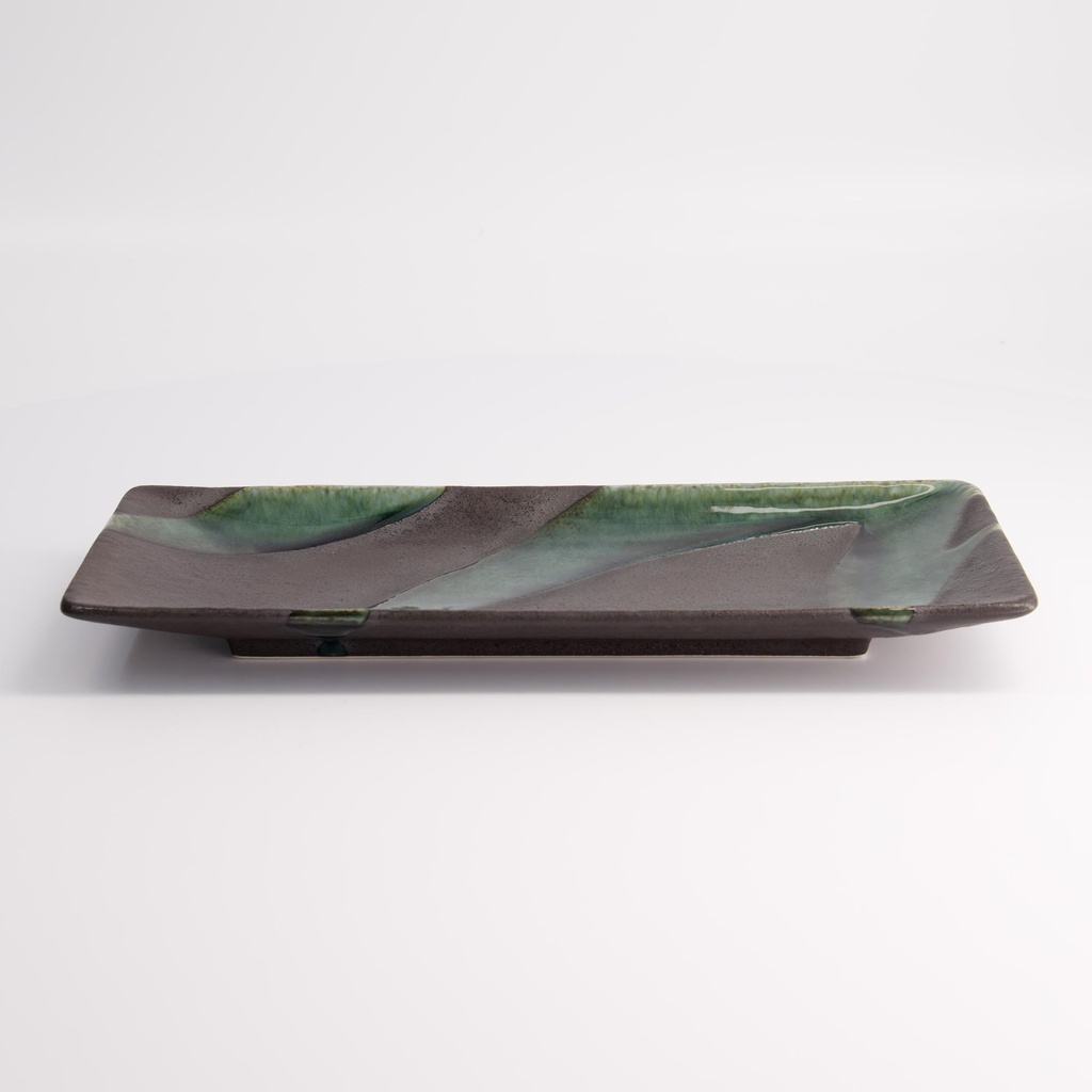Mino Craft Rectangular Plate 28.5x12.5cm Green/Grey MS-6353 4/32