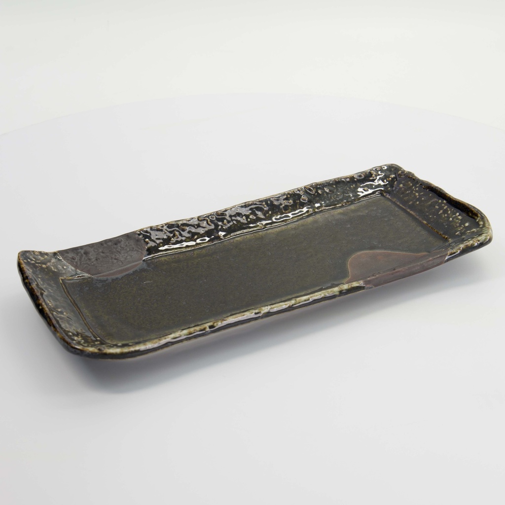 Mino Craft Rectangular Plate 33.6x14cm Green 3/24