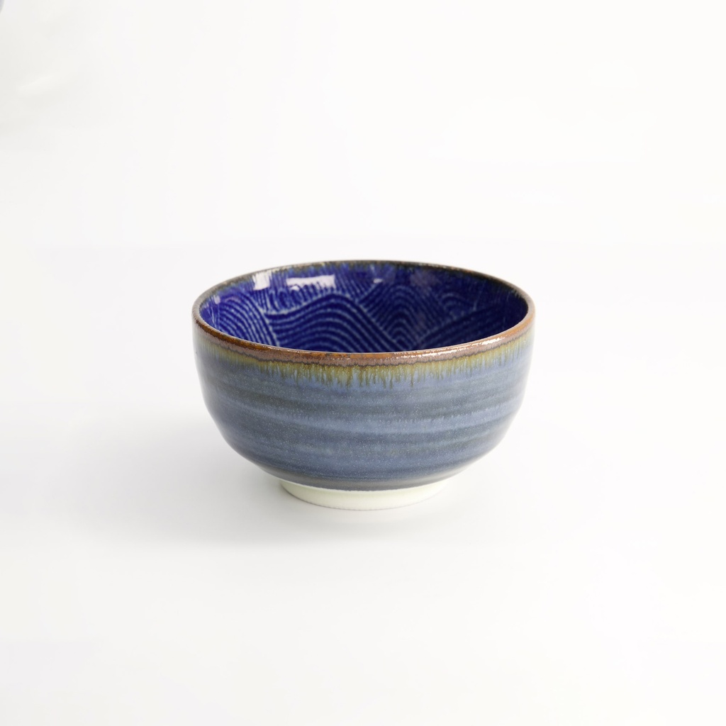 Seigaiha Blue Tayo Bowl 12.8x6.8cm 500ml FK-4040/B 4/48