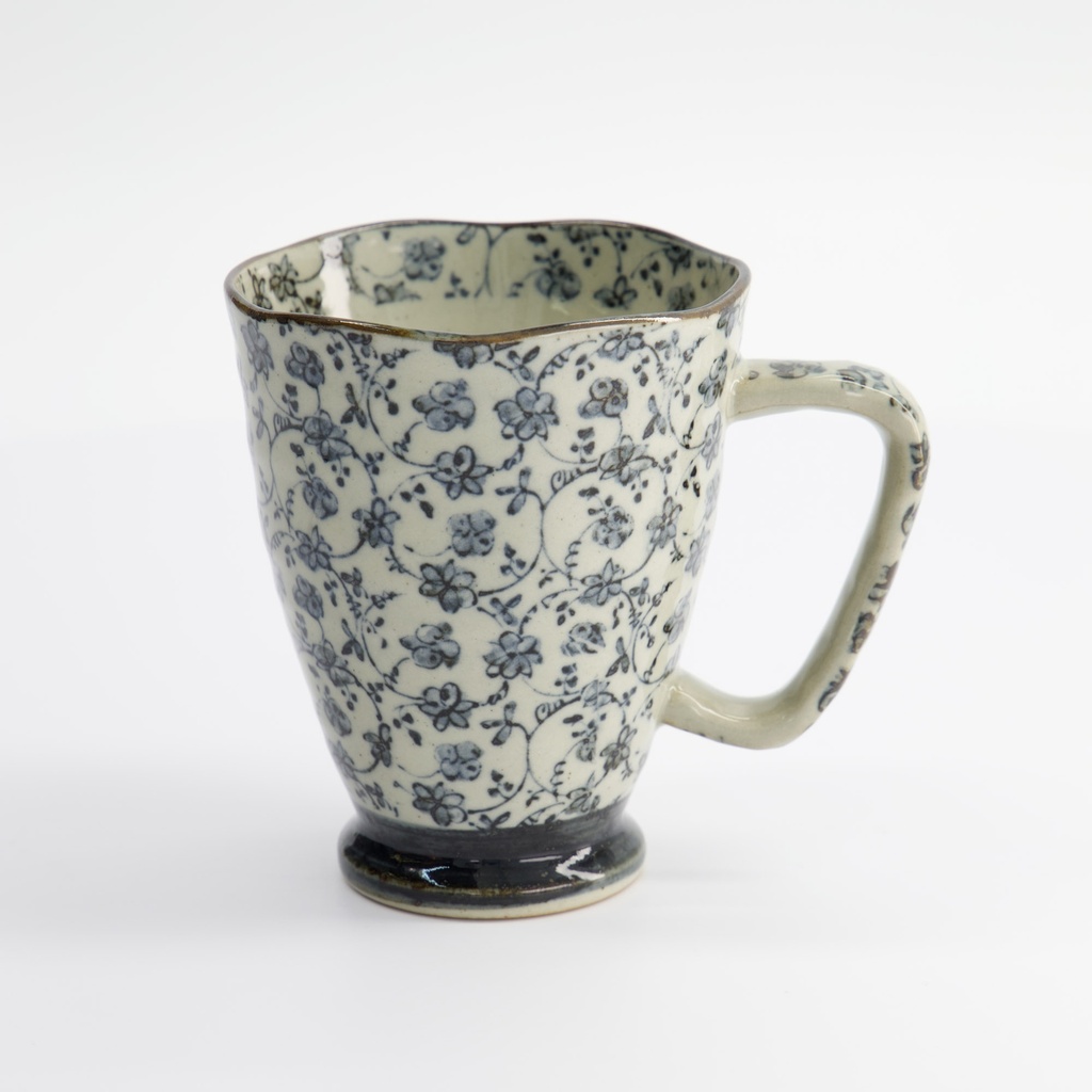 Mug 9x11cm 400ml Blue/Taupe Flower MT-3005/A 6/60