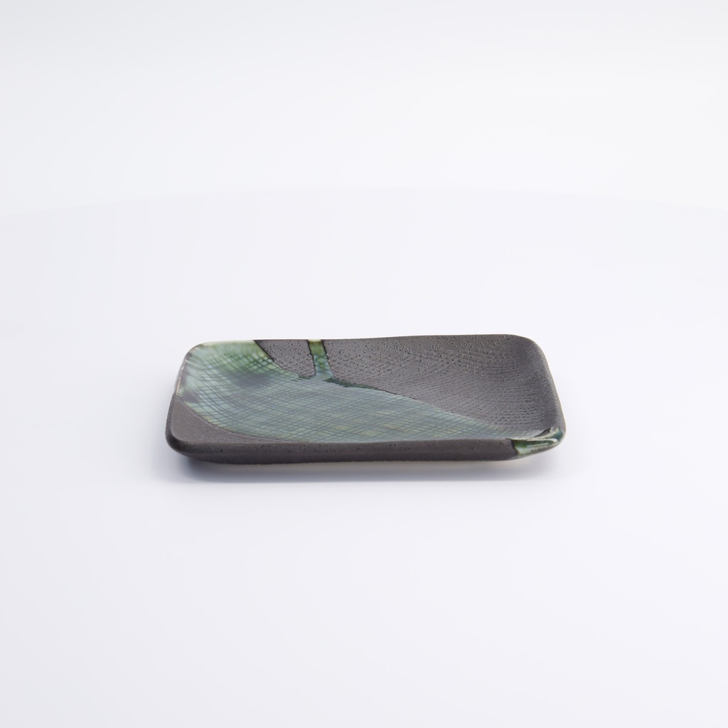 Mino Craft Rectangular Plate 14.5x12cm Black/Blue 6/72