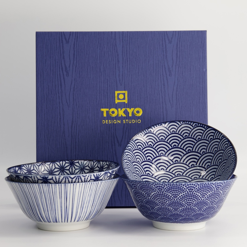 Nippon Blue Tayo Bowl Giftset 4pcs 15.2x6.7cm 500ml TN-08/ABDF 1/6