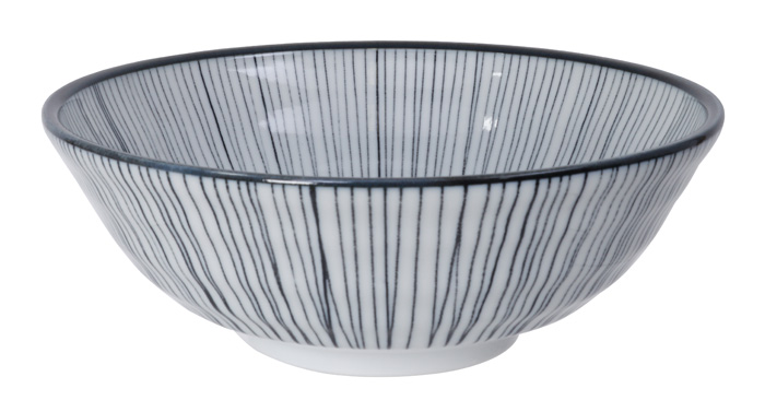 Nippon Black Ramen Bowl 21x7.8cm 1000ml Lines TN-4913/G 3/36