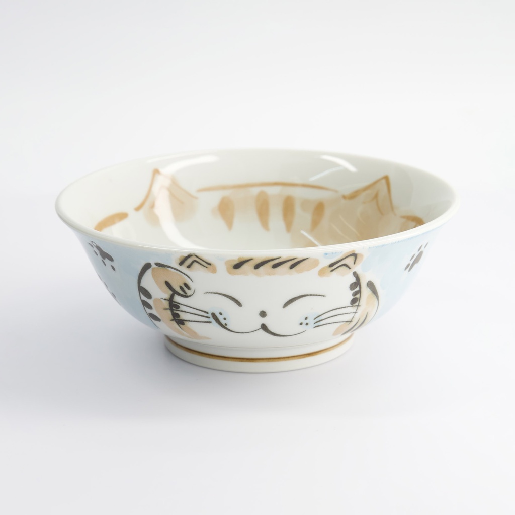 Kawaii Ramen Bowl Fuku Cat Neko Blue 20.7x8cmh 1000ml MU-8008/B 3/36