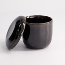 Yuzu Black Chawanmushi Cup w/Lid 8.6x8.2cmh YW-5591/YB 6/72