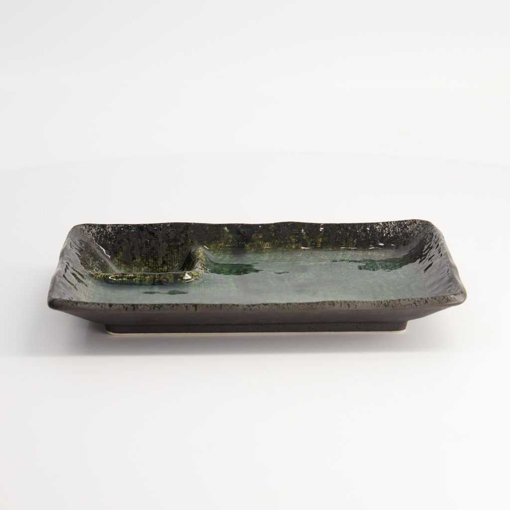 Mino Craft Rectangular Divided Plate 21x13.5cm Green 6/48
