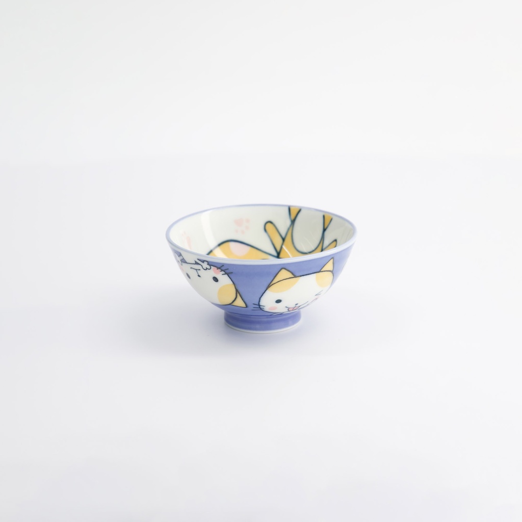 Kawaii Rice Bowl Blue Cat Neko 10.5x5.4cmh 200ml MT-7012/C 10/120