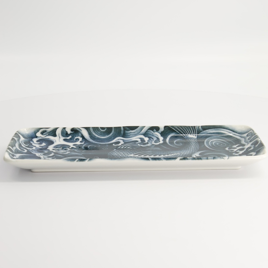 Japonism Carp Plate 28.5x14x2.5cm Black 6/48