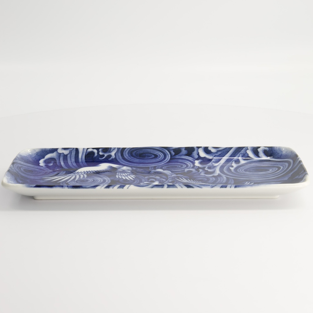 Japonism Crane Plate 28.5x14x2.5cm Blue 6/48