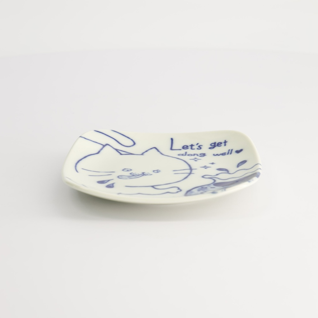Neko Maruke Cat Plate 12.5x12.5x1.8cm 54005004 6/96